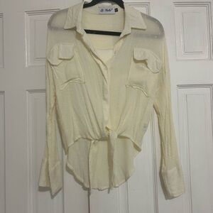 Elegant Cream Button-Down Shirt by B Darlin